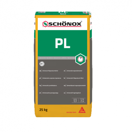 SCHÖNOX PL – greitai kietėjantis cementinis remontinis ir lyginamasis mišinys betonui